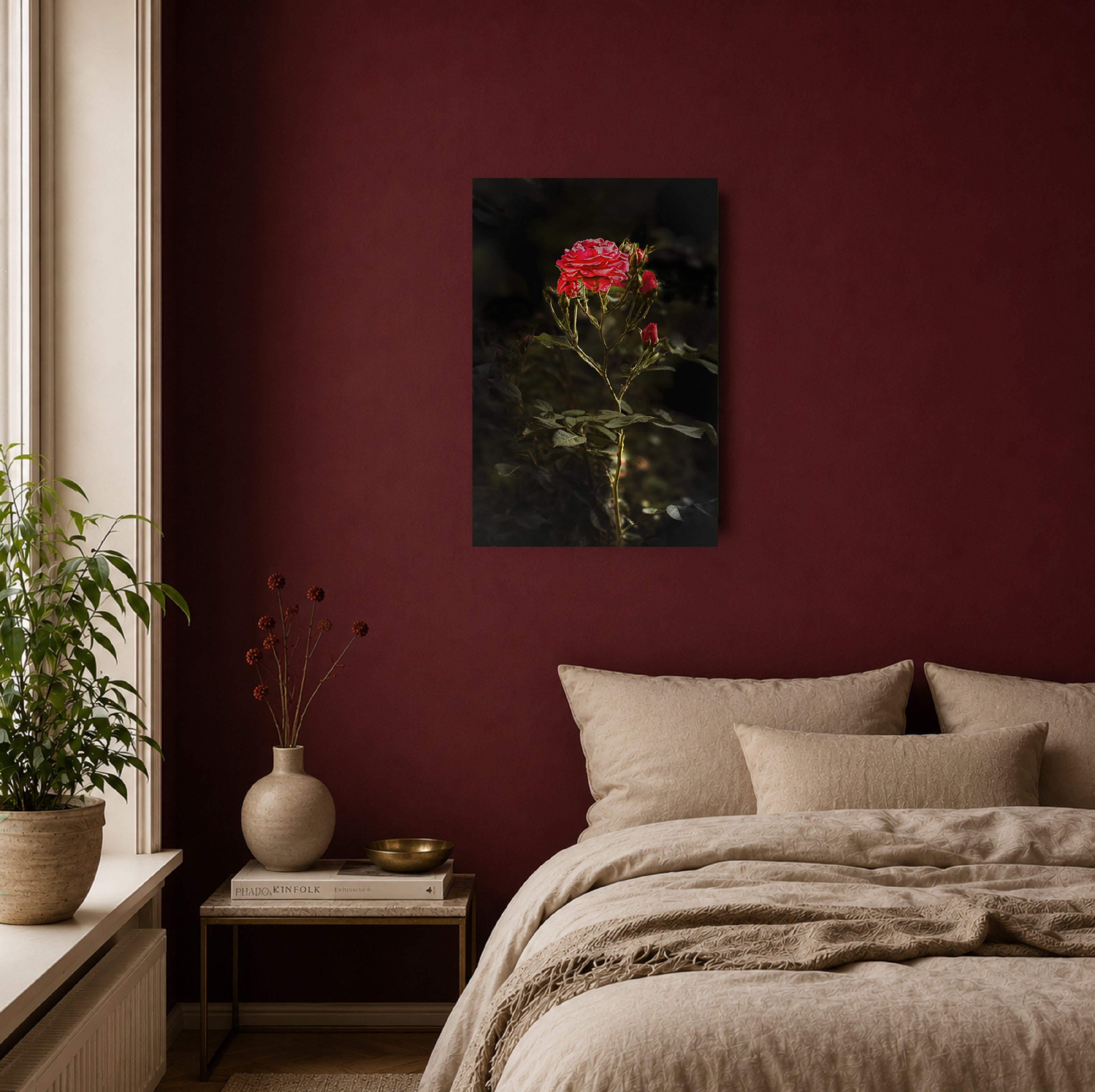 Rosenandacht | Premium Leinwand – 40 × 60 cm